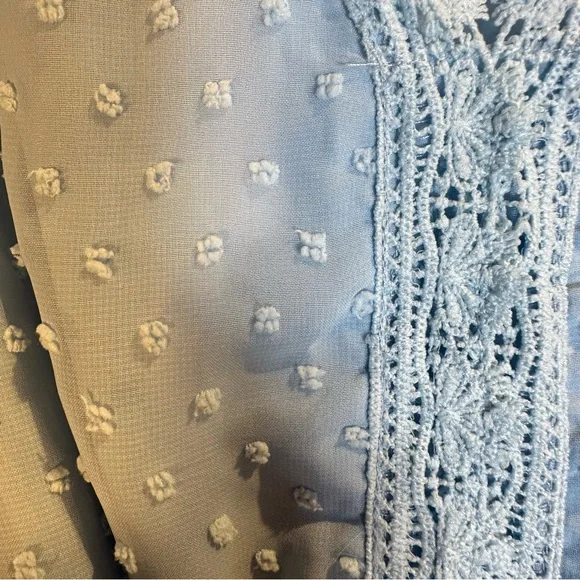 Powder Blue Midi Sundress with Puff Sleeves and Sailor Collar - Picture 7 of 10